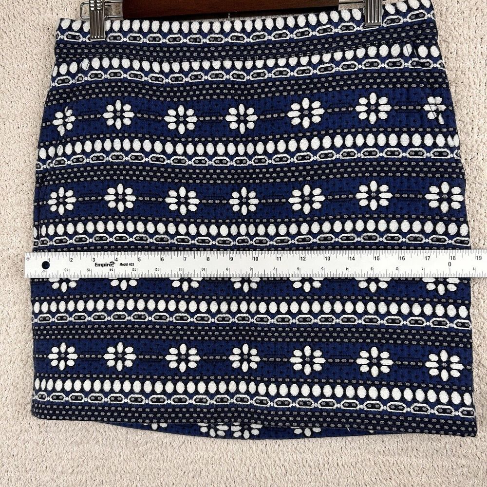 J. Crew Skirt Womens 6 Blue Floral Jacquard Lined Pencil Mini Back Zip Pockets - Picture 5 of 15